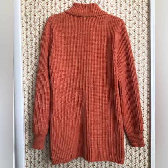 Soft Surroundings Highland Tunic Rib-Knit Coral Sweater | Medium - Picture 6 of 7